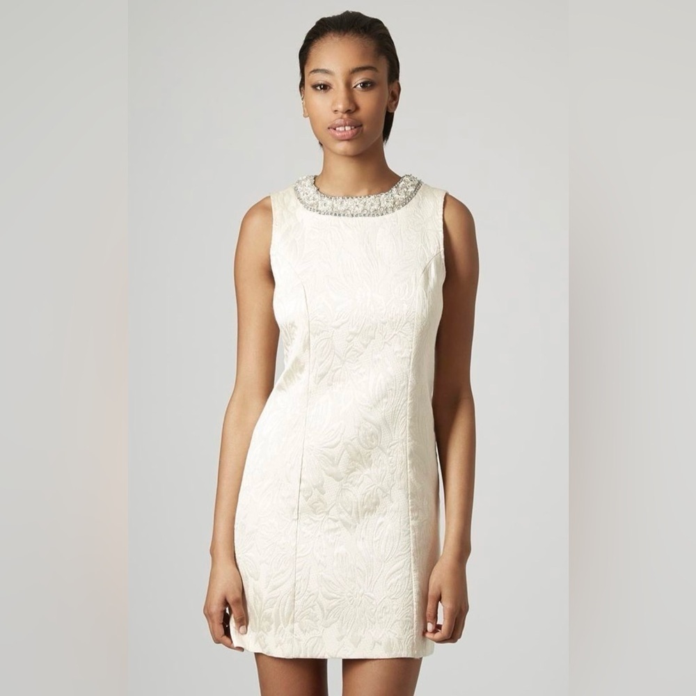 Topshop Embellished Jacquard Dress, Size 2